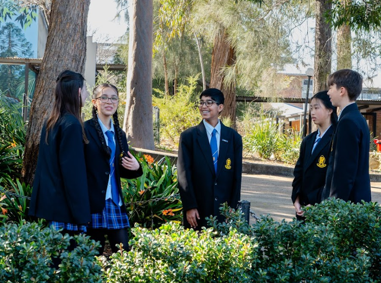 Students talking in the school's playground