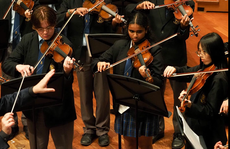 Students playing the violin